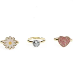 Rex London Lot de 3 Bagues Pailletées - Coeur