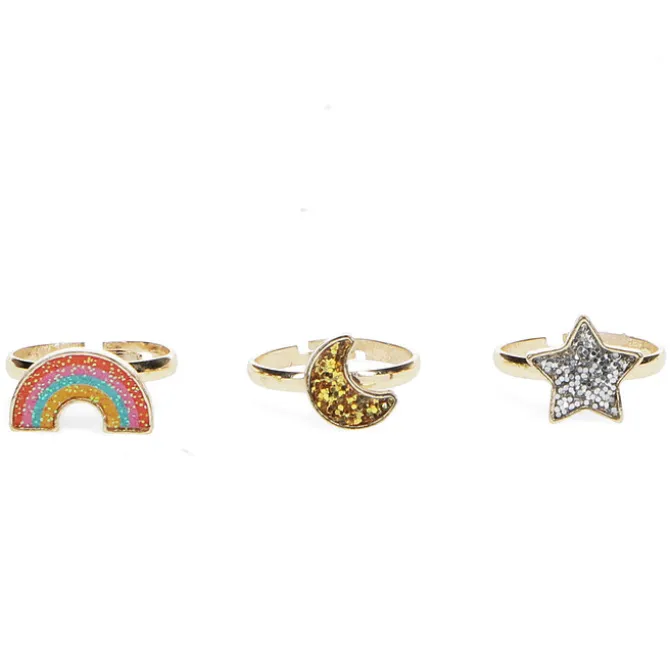 Rex London Lot de 3 Bagues Pailletées - Etoile