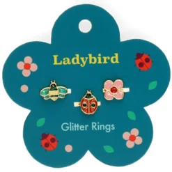 Rex London Lot de 3 Bagues Pailletées - Coccinelle