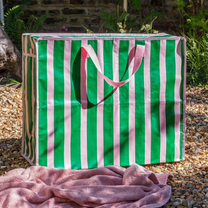 Rex London Sac de Rangement Jumbo - Rayures Roses et Vertes