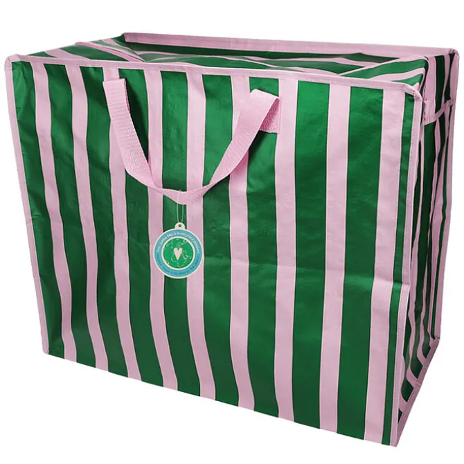 Rex London Sac de Rangement Jumbo - Rayures Roses et Vertes