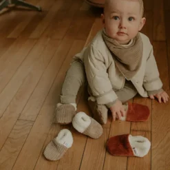 Rien que des bêtises Chaussons Velours Taupe - 19/21