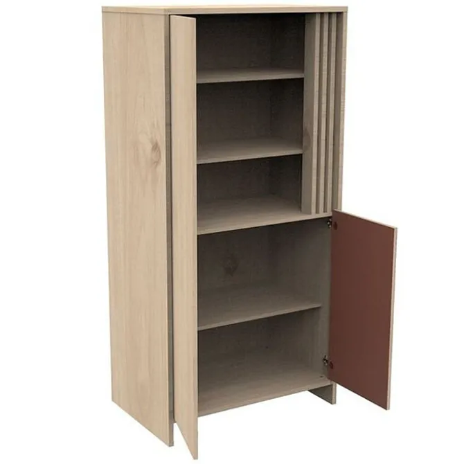 Sauthon Armoire 2 Portes Tokyo - Chêne Suave et Terracotta