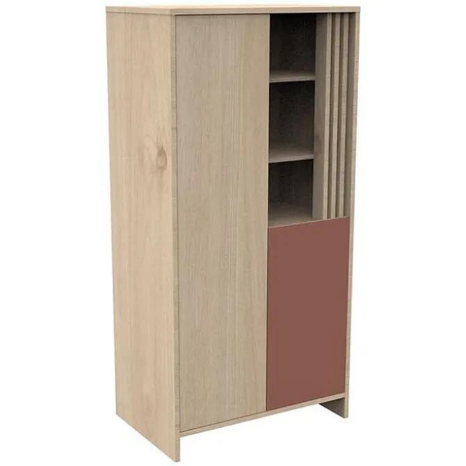 Sauthon Armoire 2 Portes Tokyo - Chêne Suave et Terracotta