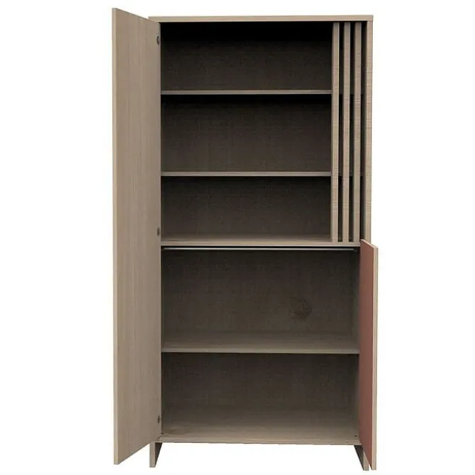 Sauthon Armoire 2 Portes Tokyo - Chêne Suave et Terracotta