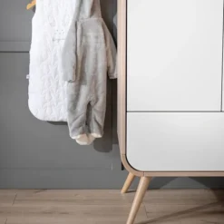 Sauthon Original Armoire 2 Portes Galopin Bambin - Bois et Blanc - Pieds Bois
