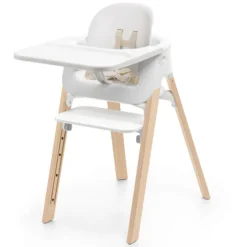 Stokke Chaise Haute Steps avec Plateau et Baby Set - Blanc et Naturel