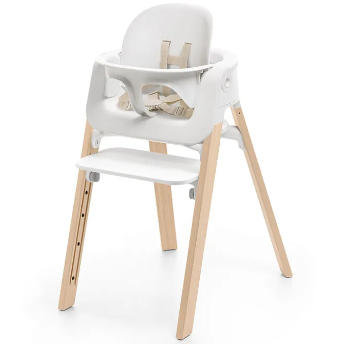 Stokke Chaise Haute Steps avec Plateau et Baby Set - Blanc et Naturel