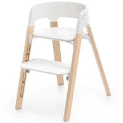 Stokke Chaise Haute Steps avec Plateau et Baby Set - Blanc et Naturel