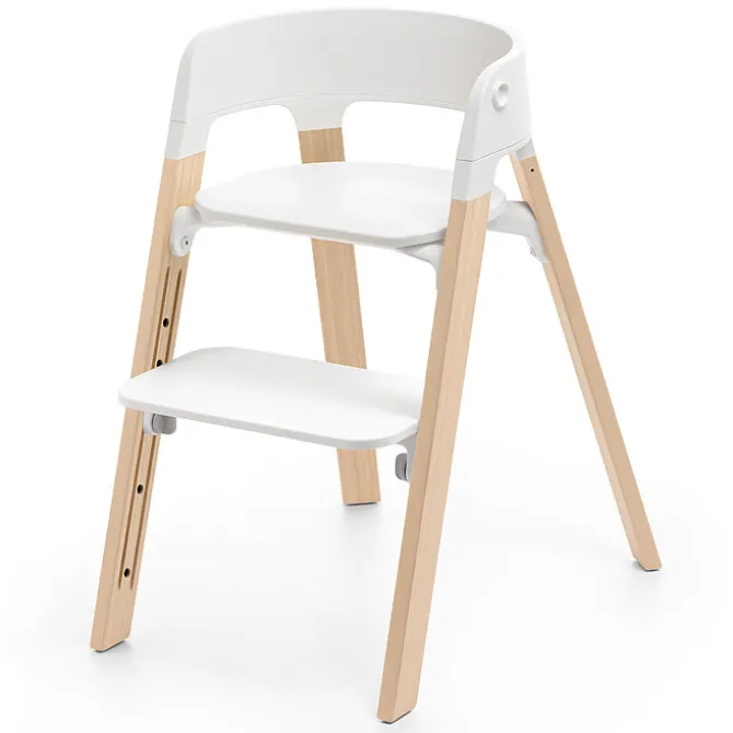 Stokke Chaise Haute Steps avec Plateau et Baby Set - Blanc et Naturel