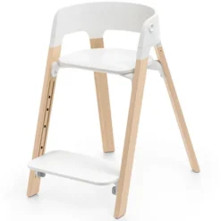 Stokke Chaise Haute Steps avec Plateau et Baby Set - Blanc et Naturel