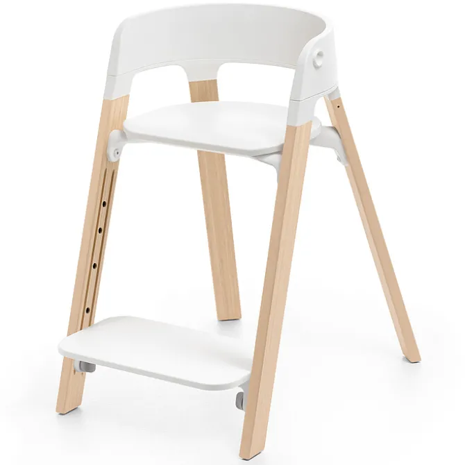 Stokke Chaise Haute Steps avec Plateau et Baby Set - Blanc et Naturel