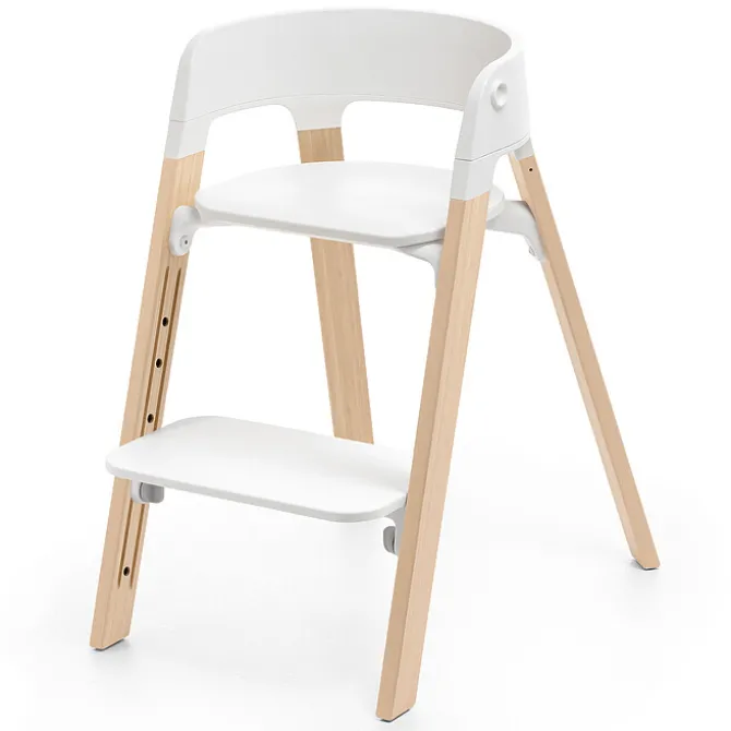 Stokke Chaise Haute Steps avec Plateau et Baby Set - Blanc et Naturel