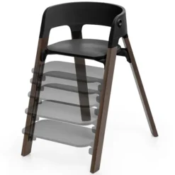 Stokke Chaise Haute Steps avec Plateau et Baby Set - Noir et Brun Chaud