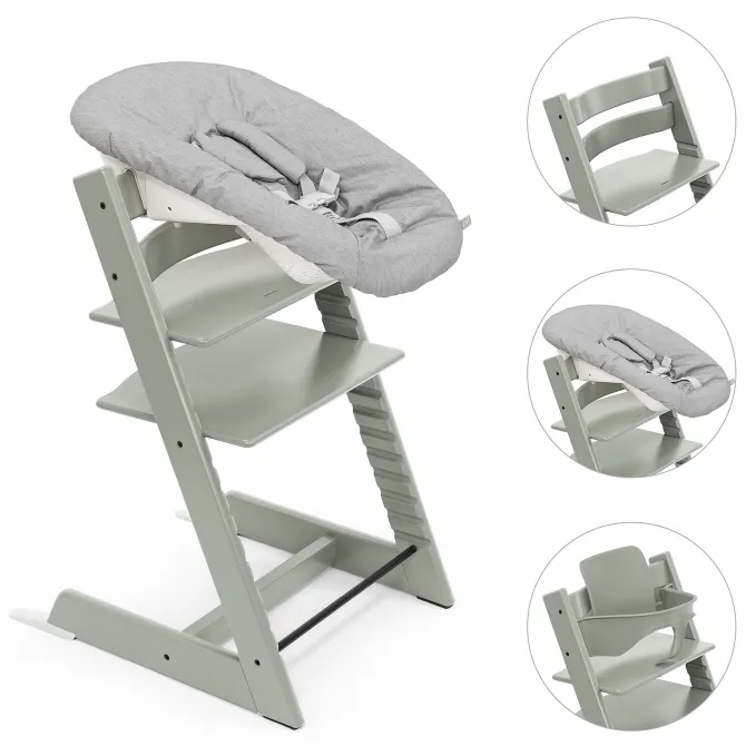Stokke Chaise Haute Tripp Trapp avec Newborn Set et Baby Set - Vert Glacier
