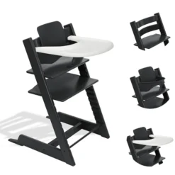 Stokke Chaise Haute Tripp Trapp avec Plateau et Baby Set - Noir