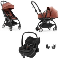 Stokke Poussette Trio YOYO5 6+ + Nacelle YOYO5 + Siège Auto Pebble Slide Pro i-Size Groupe 0+ - Berry