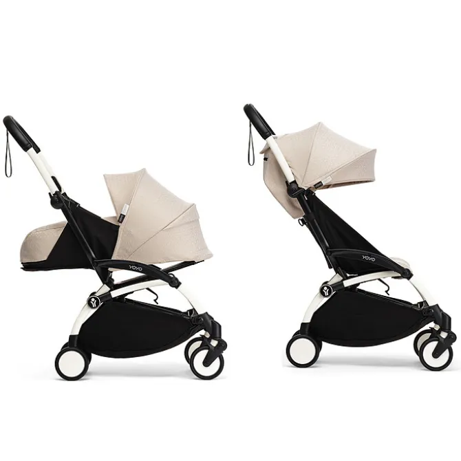 Stokke Poussette YOYO³ Complète 0+ et 6+ x Bonpoint Châssis Blanc - Beige