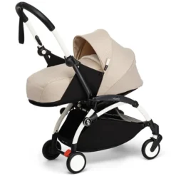 Stokke Poussette YOYO³ Complète 0+ et 6+ x Bonpoint Châssis Blanc - Beige