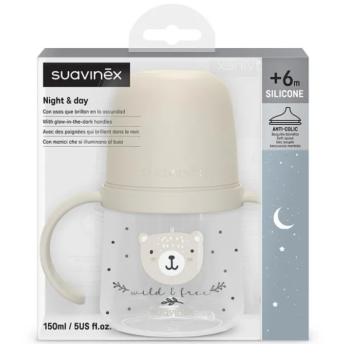 Suavinex Biberon à Anses Wild & Free Night and Day Beige - 150 ml