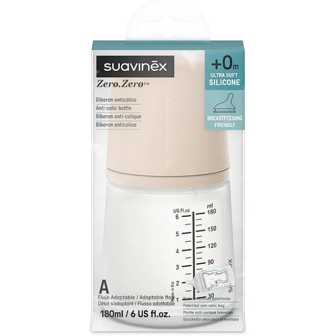Suavinex Biberon Anti-Colique Zerø.Zerø Spécial Allaitement Light - 180 ml