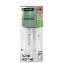Suavinex Biberon Verre Tétine Symétrique SX Pro Wonderland Green - 240 ml