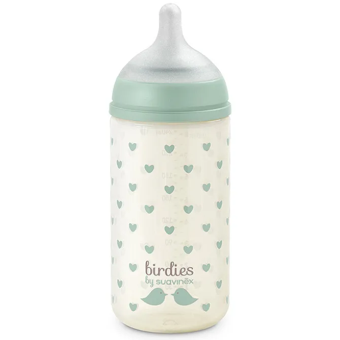 Suavinex Biberon Verre Tétine Symétrique SX Pro Birdies Vert - 240 ml