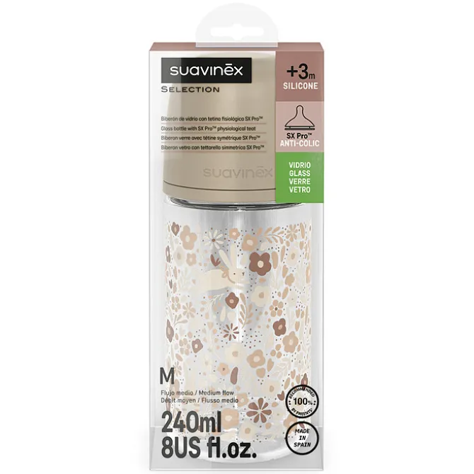 Suavinex Biberon Verre Tétine Symétrique SX Pro Wonderland Neutral Liberty - 240 ml