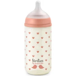 Suavinex Biberon Verre Tétine Symétrique SX Pro Birdies Rose - 240 ml
