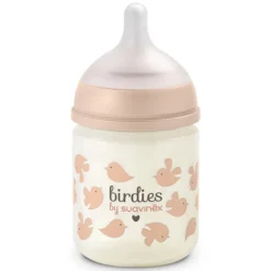 Suavinex Biberon Verre Tétine Symétrique SX Pro Birdies Rose - 120 ml