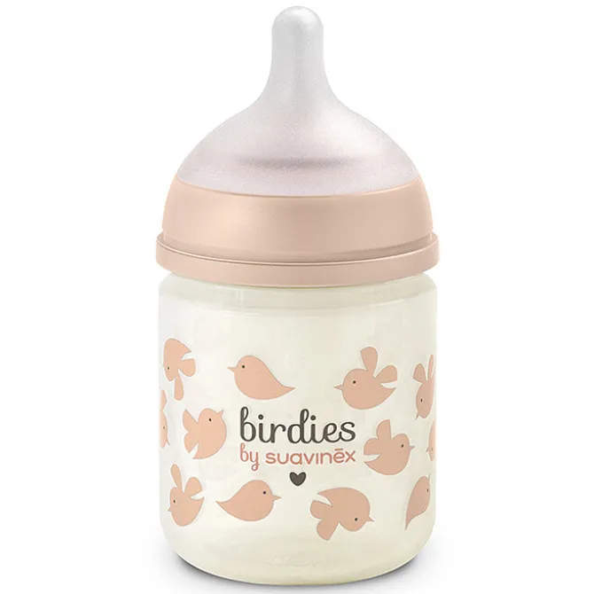 Suavinex Biberon Verre Tétine Symétrique SX Pro Birdies Rose - 120 ml