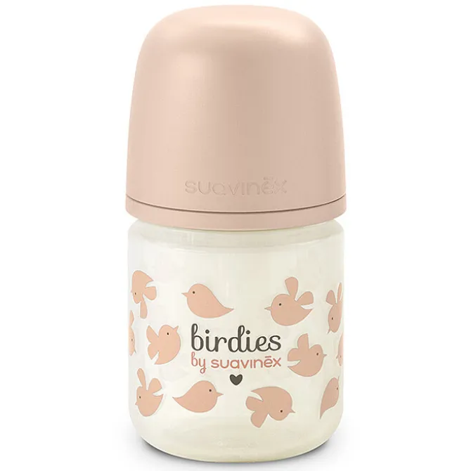 Suavinex Biberon Verre Tétine Symétrique SX Pro Birdies Rose - 120 ml