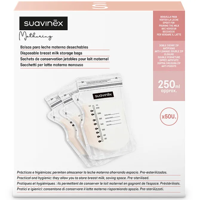 Suavinex Lot de 50 Sachets de Conservation - 250 ml