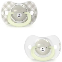 Suavinex Lot de 2 Sucettes Symétriques SX Pro Night & Day Wild and Free Gris - 0/6 Mois