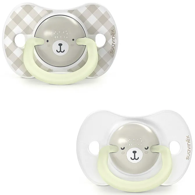 Suavinex Lot de 2 Sucettes Symétriques SX Pro Night & Day Wild and Free Gris - 0/6 Mois