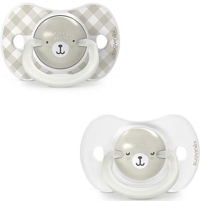 Suavinex Lot de 2 Sucettes Symétriques SX Pro Night & Day Wild and Free Gris - 0/6 Mois
