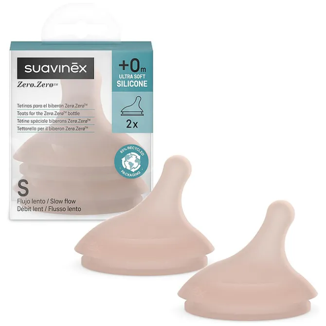 Suavinex Lot de 2 Tétines Zerø.Zerø 1 Trou Deep - Débit Lent