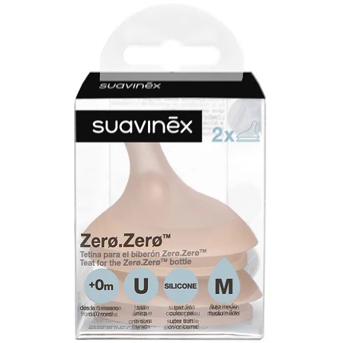 Suavinex Lot de 2 Tétines Zerø.Zerø 1 Trou Fair - Débit Moyen