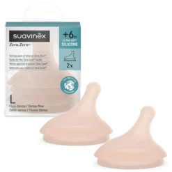 Suavinex Lot de 2 Tétines Zerø.Zerø 1 Trou Medium - Débit Rapide