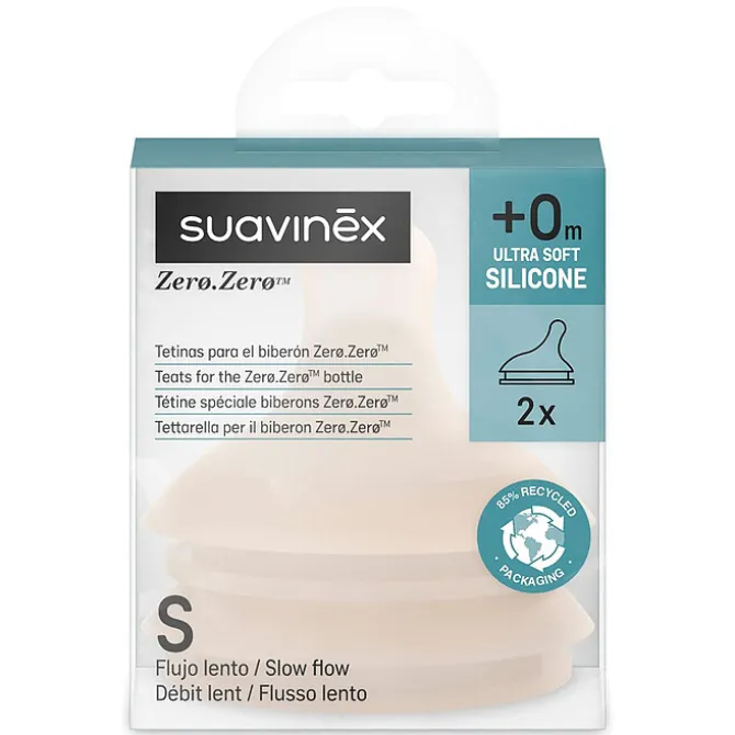 Suavinex Lot de 2 Tétines Zerø.Zerø 1 Trou Light - Débit Lent