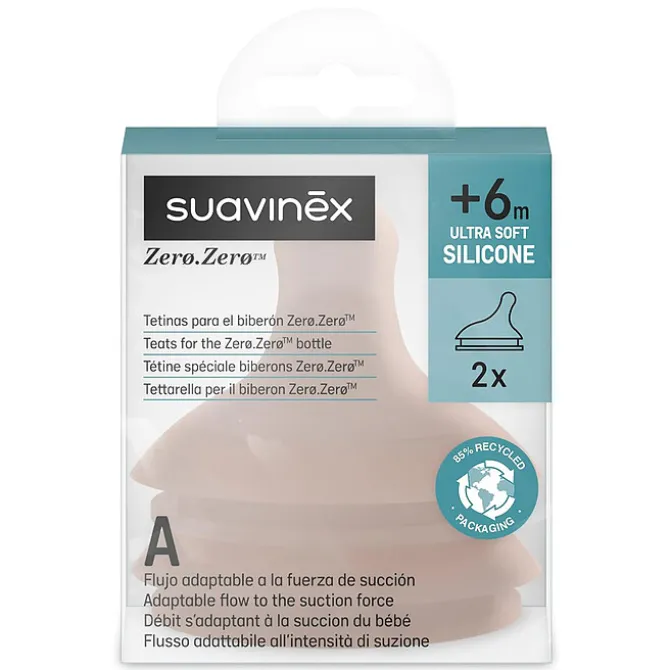 Suavinex Lot de 2 Tétines Zerø.Zerø Fente Deep - Spécial Allaitement
