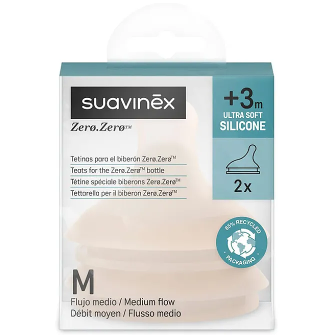 Suavinex Lot de 2 Tétines Zerø.Zerø 1 Trou Light - Débit Moyen