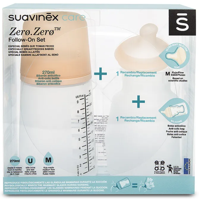 Suavinex Pack Biberon Anti-Colique Zerø.Zerø - 270 ml