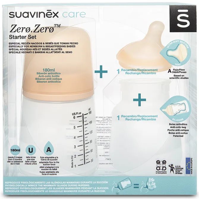 Suavinex Pack Biberon Anti-Colique Zerø.Zerø - 180 ml