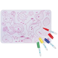 Super Petit Mini Set de Table à Colorier et ses 4 Feutres - Les Sirènes