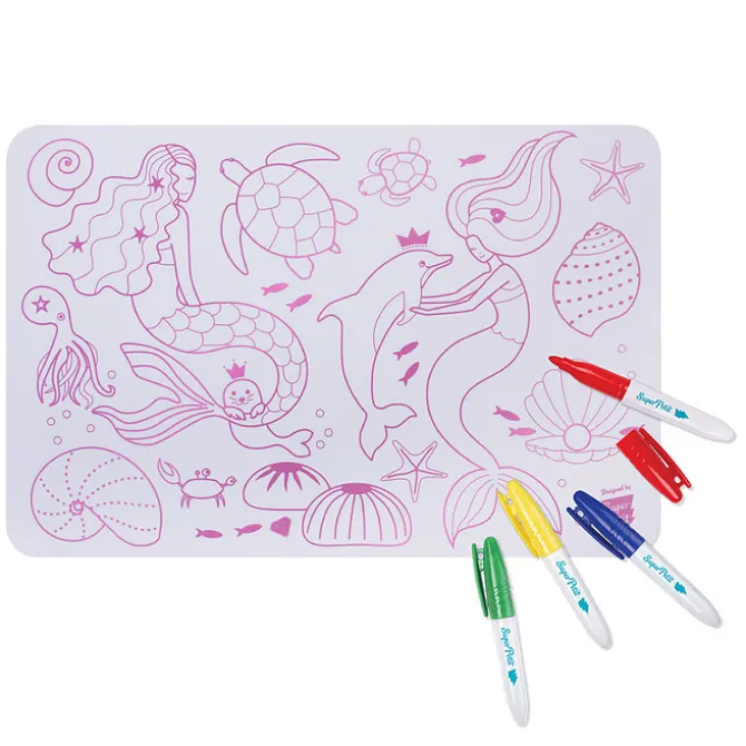 Super Petit Mini Set de Table à Colorier et ses 4 Feutres - Les Sirènes