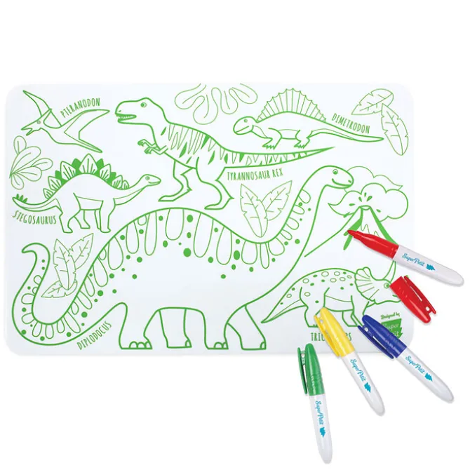Super Petit Mini Set de Table à Colorier et ses 4 feutres - Les Dinosaures