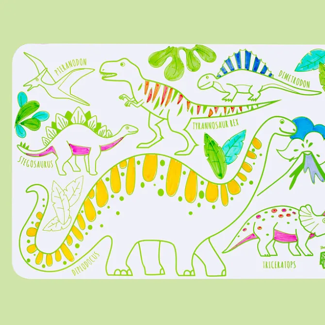 Super Petit Mini Set de Table à Colorier et ses 4 feutres - Les Dinosaures