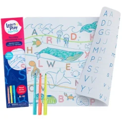 Super Petit Set de Table à Colorier Réversible et ses 3 Feutres - Lettres de l'Alphabet