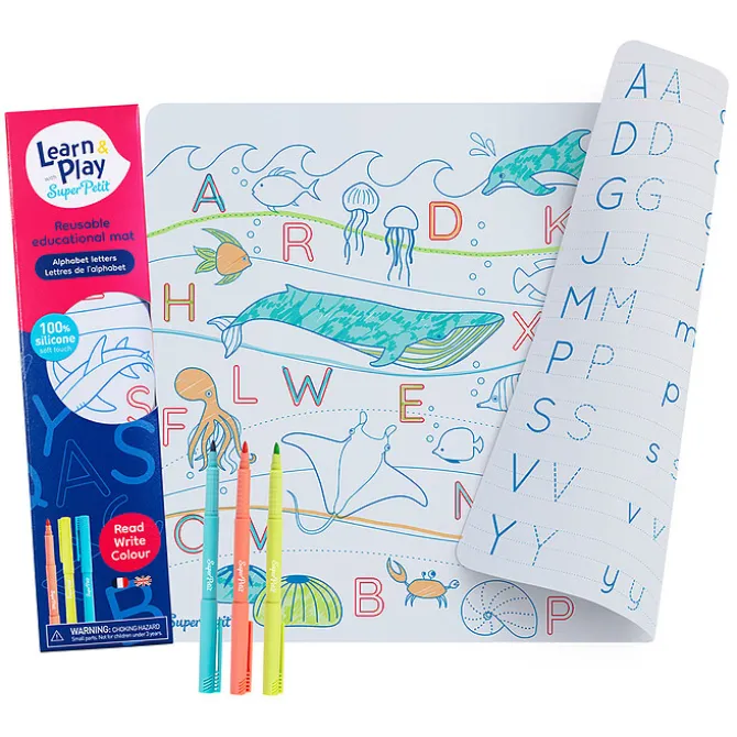 Super Petit Set de Table à Colorier Réversible et ses 3 Feutres - Lettres de l'Alphabet